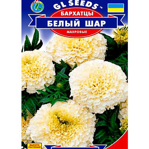 СЕМЕНА БАРХАТЦЫ МАХРОВЫЕ БЕЛЫЙ ШАР, 0,1 Г GL SEEDS